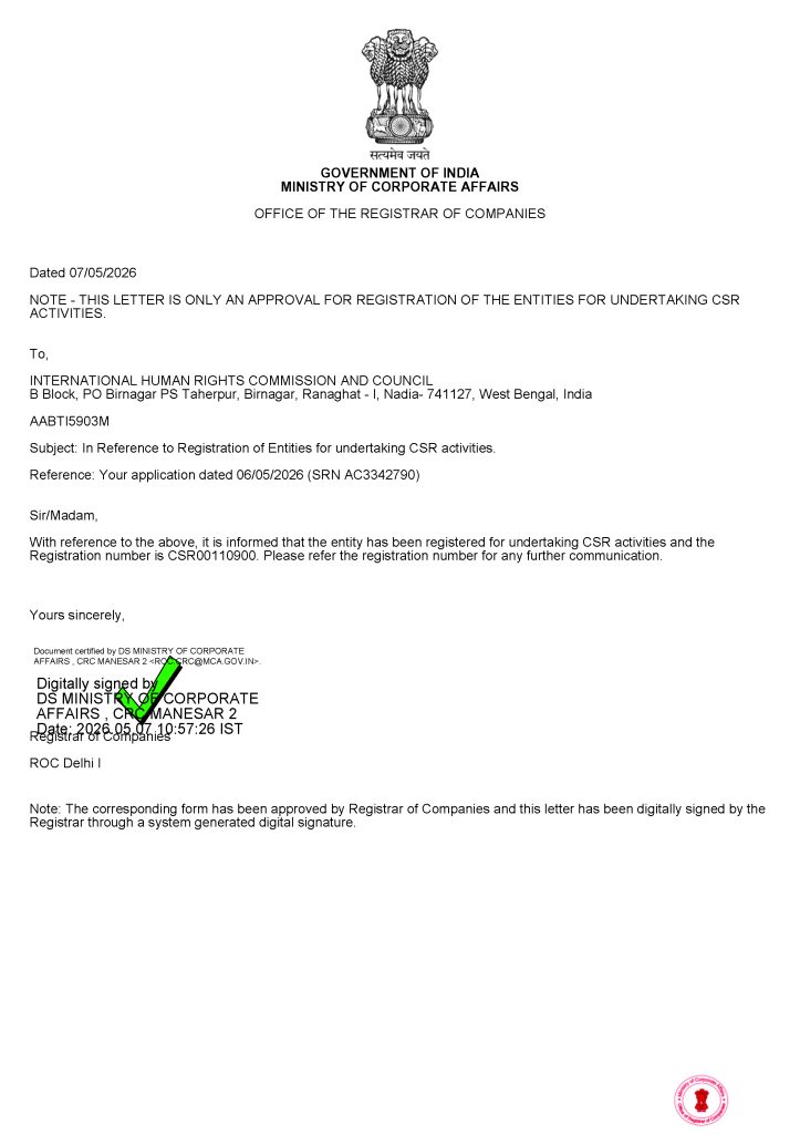 CSR (CSR00110900) of INTERNATIONAL HUMAN RIGHTS COMMISSION AND COUNCIL